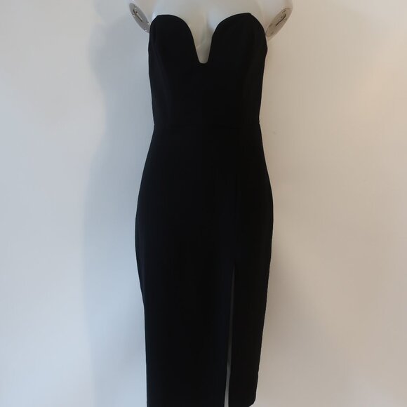 NWT Womens Amanda Uprichard Black Strapless Midi Dress M - Picture 6 of 13